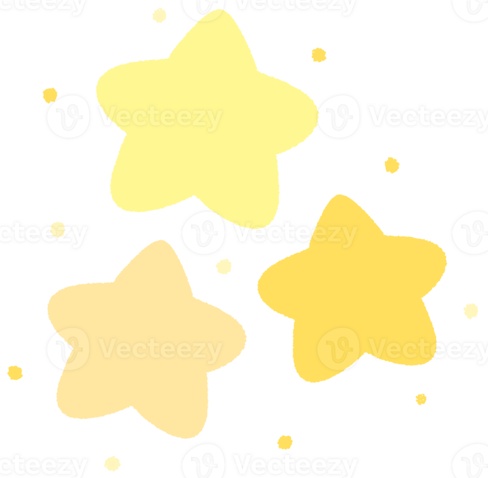 Doodle Gold Star big and mini star and stars clipart hand drawn illustration sparkle decoration symbol png