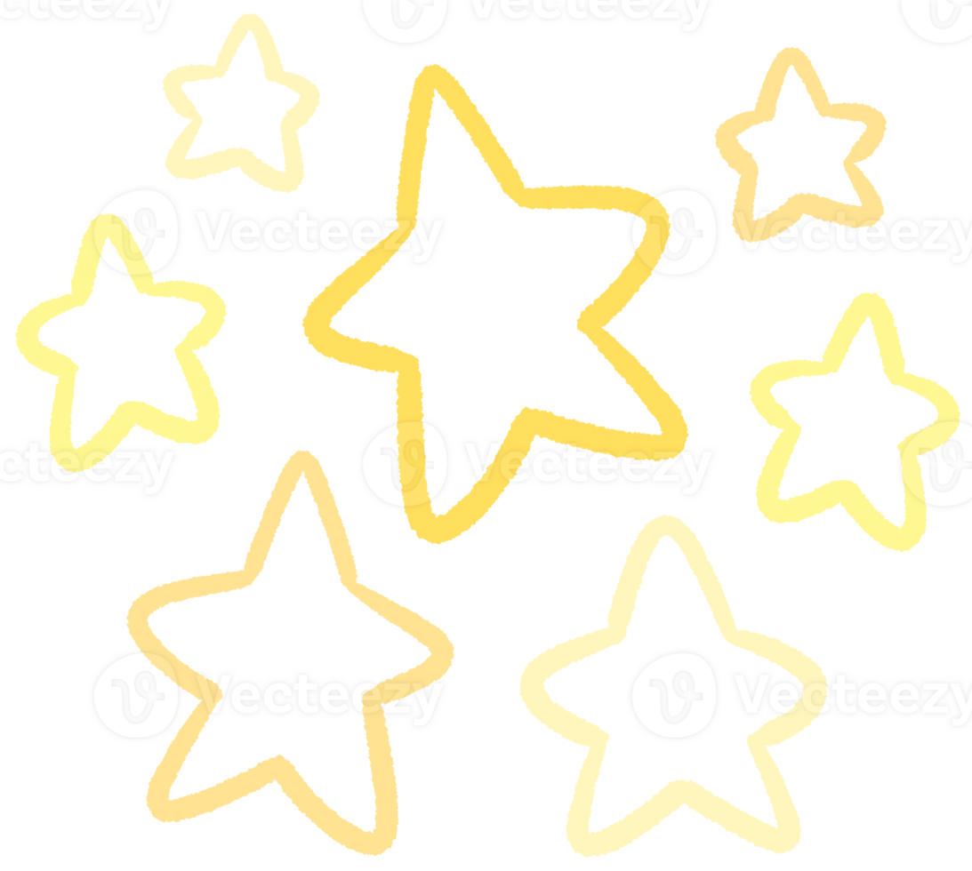 Doodle Gold Star big and mini star and stars clipart hand drawn illustration sparkle decoration symbol png