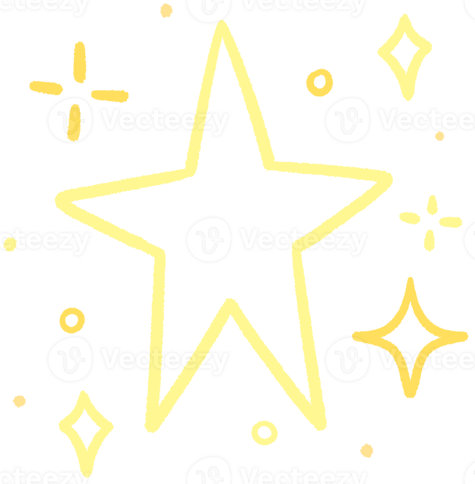 Doodle Gold Star big and mini star and stars clipart hand drawn illustration sparkle decoration symbol png