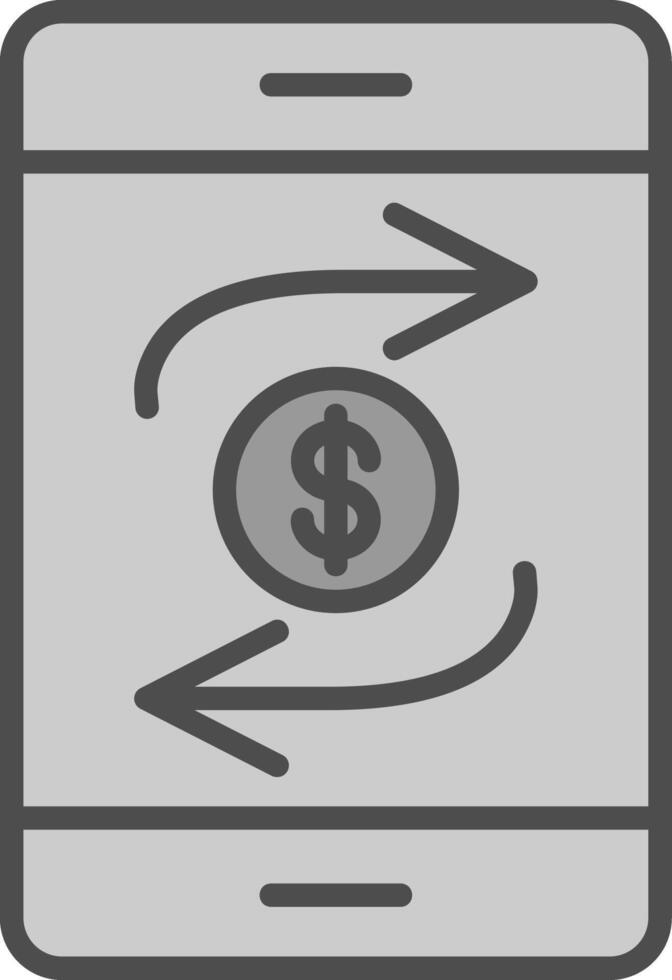 Mobile Transaction Line Filled Greyscale Icon Design vector