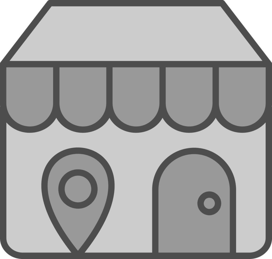 Tienda locador línea lleno escala de grises icono diseño vector