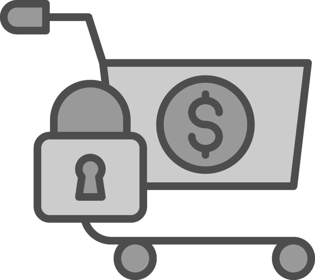 Secure OnLine Filled Greyscale Multi Circle Shopping Line Filled Greyscale Icon Design vector