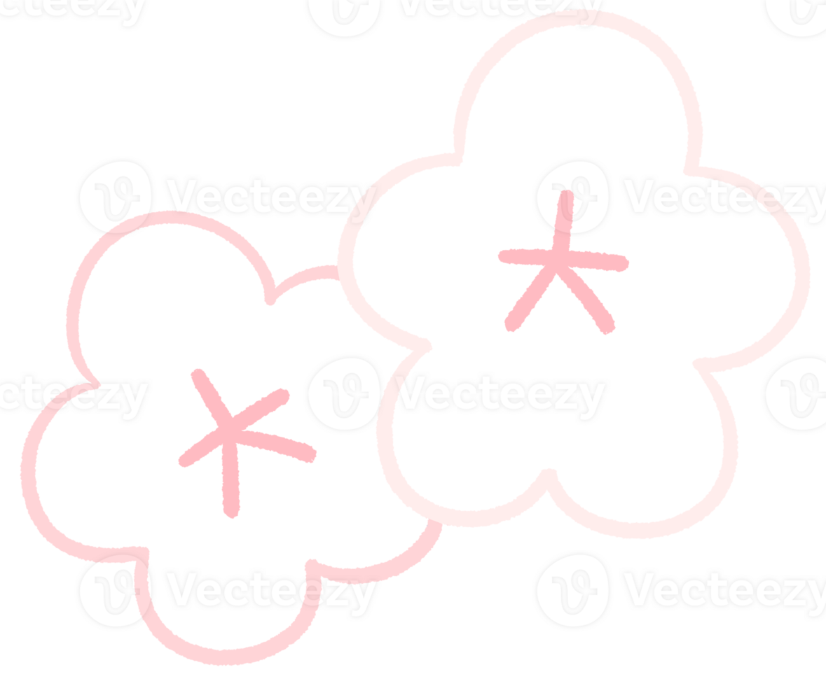 Cherry blossom lineart outline cartoon style hand drawn illustration sakura png