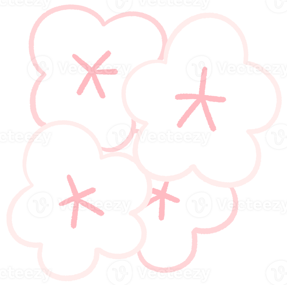 Cherry blossom lineart outline cartoon style hand drawn illustration sakura png