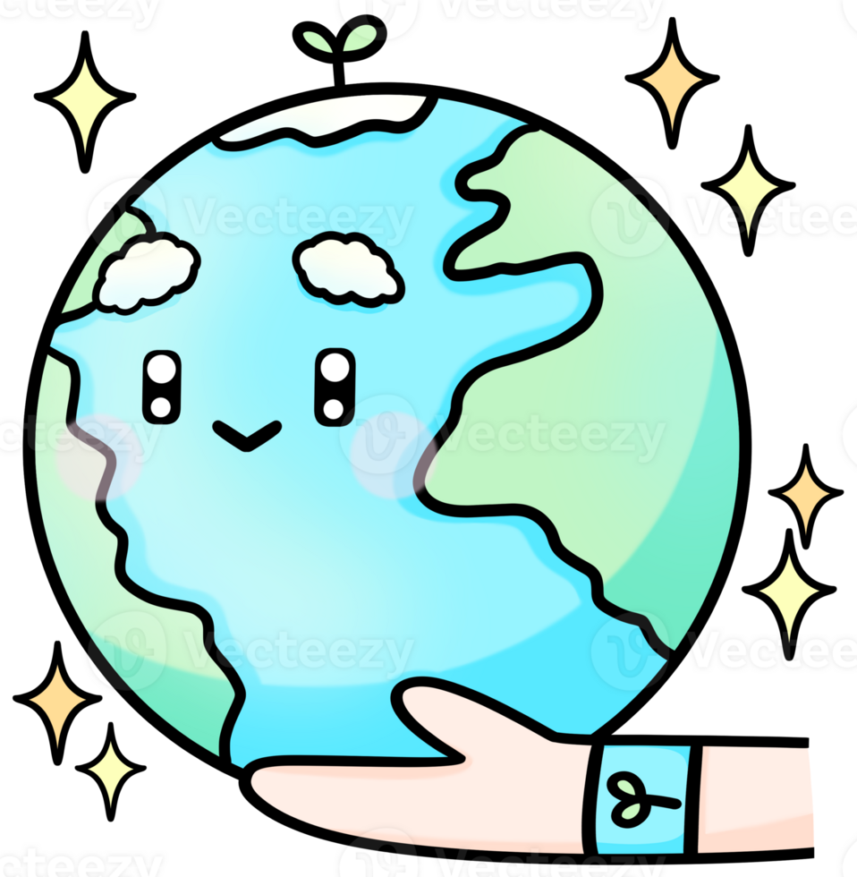 Earth globe world cartoon character mascot illustration earth day png