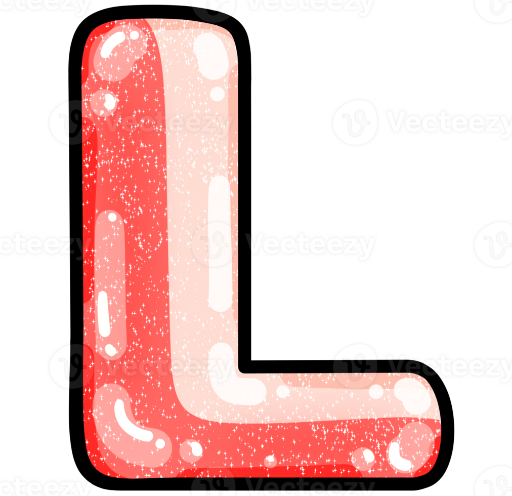 hand drawn alphabet L pink color tone with jelly texture png