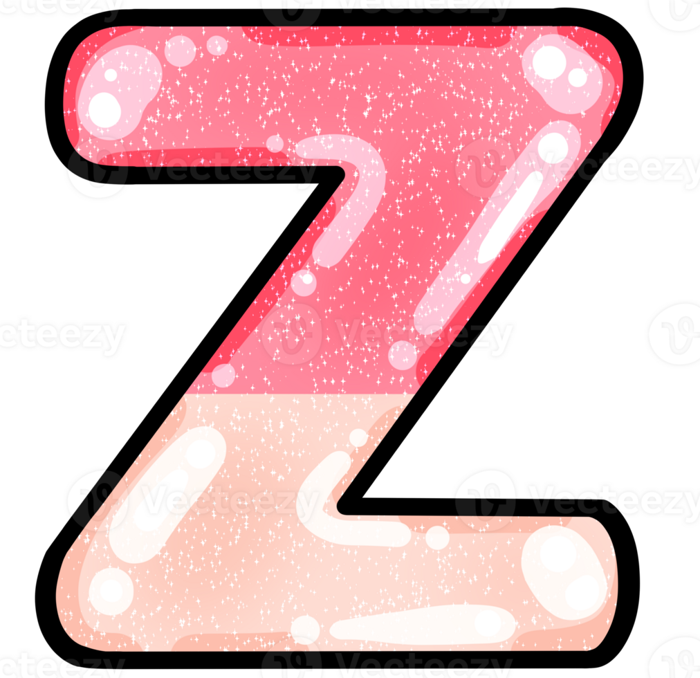 hand drawn alphabet Z pink color tone with jelly texture png