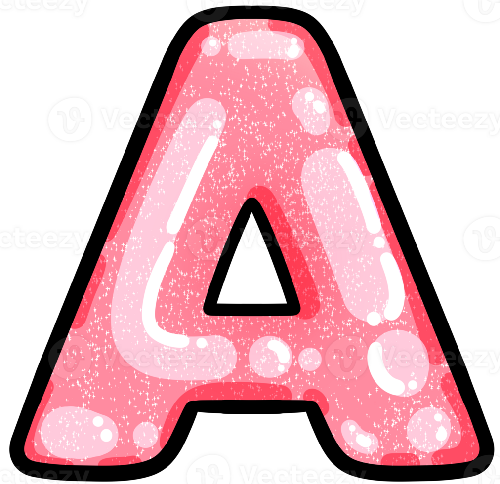 hand drawn alphabet A pink color tone with jelly texture png