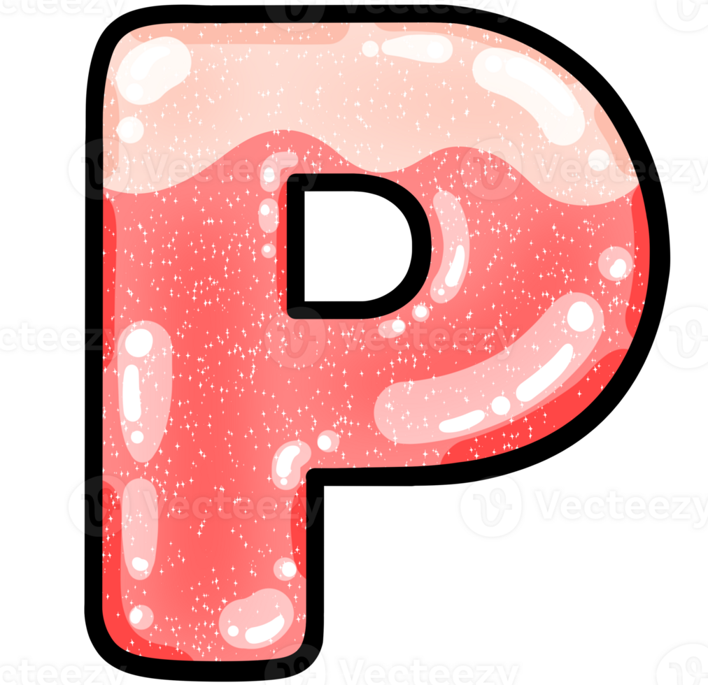 hand drawn alphabet P pink color tone with jelly texture png