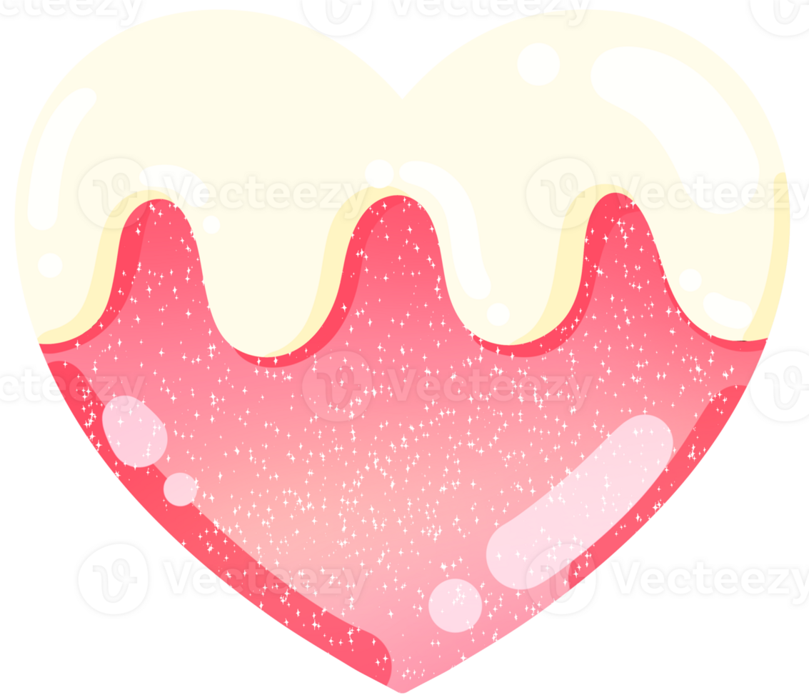 Chocolate strawberry pink hearts shape illustration hand drawn png