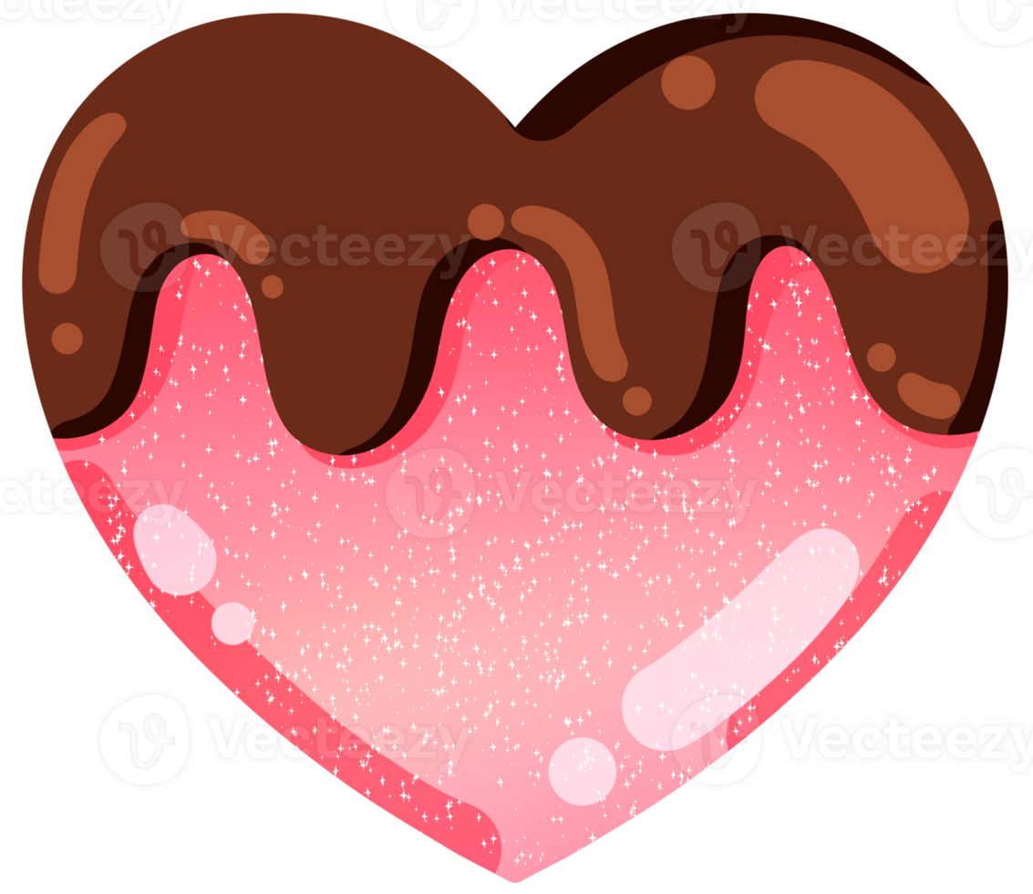 Chocolate strawberry pink hearts shape illustration hand drawn png