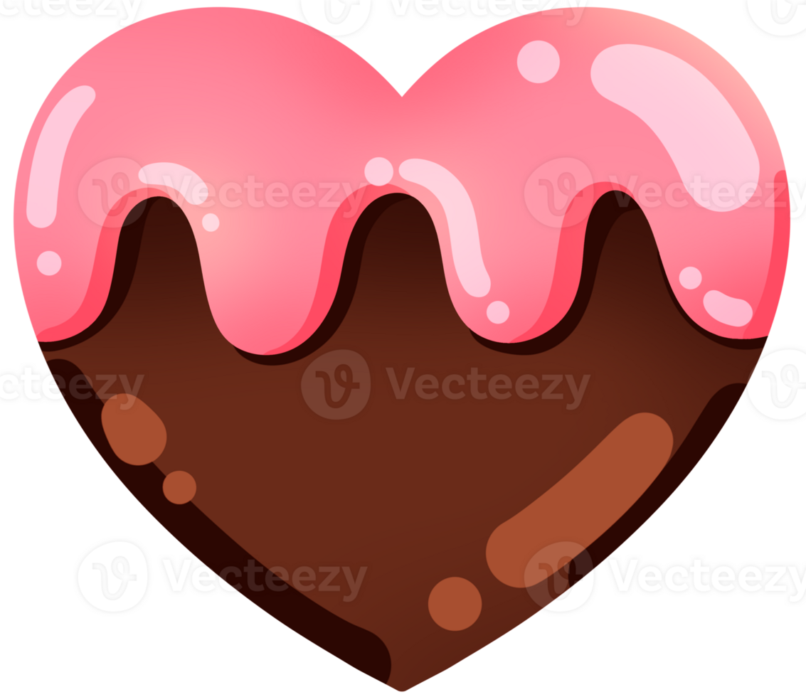 Chocolate strawberry pink hearts shape illustration hand drawn png