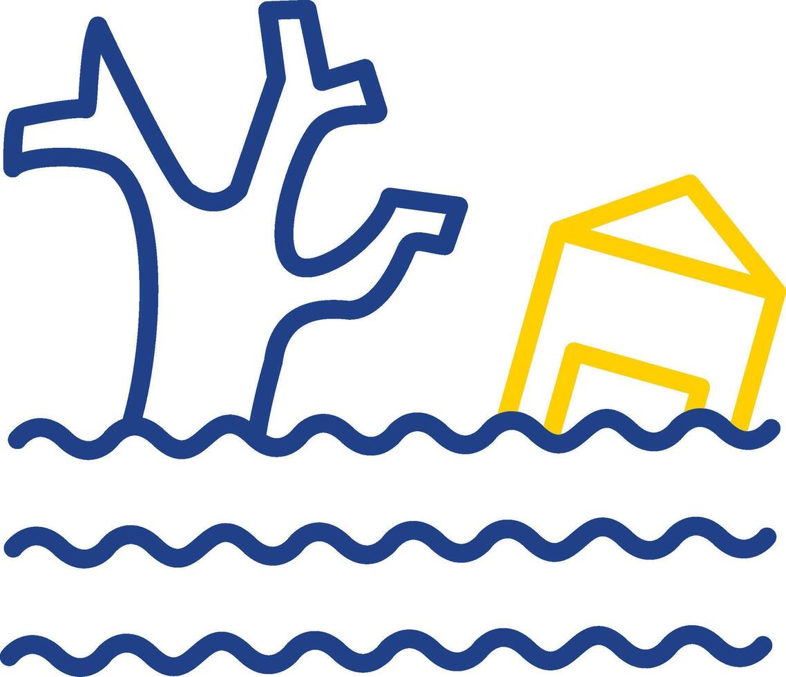 Flood Line Two Colour Icon Design vector