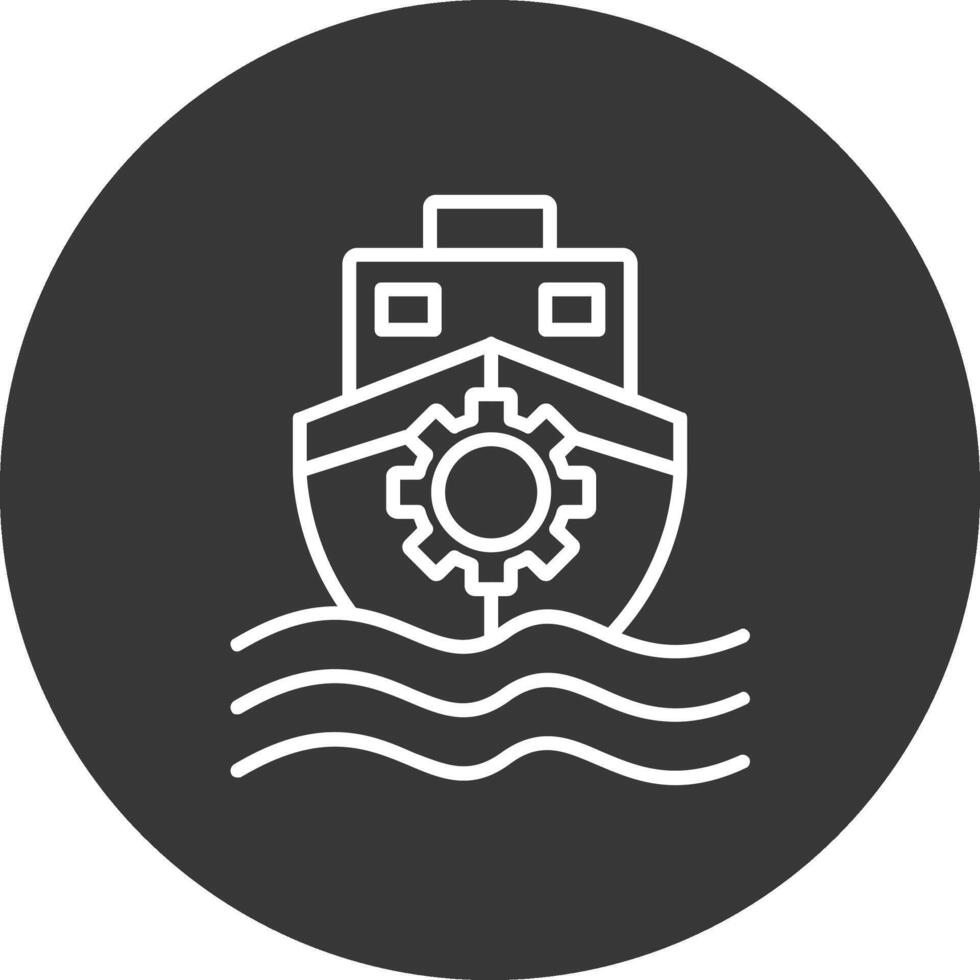 barco línea invertido icono diseño vector