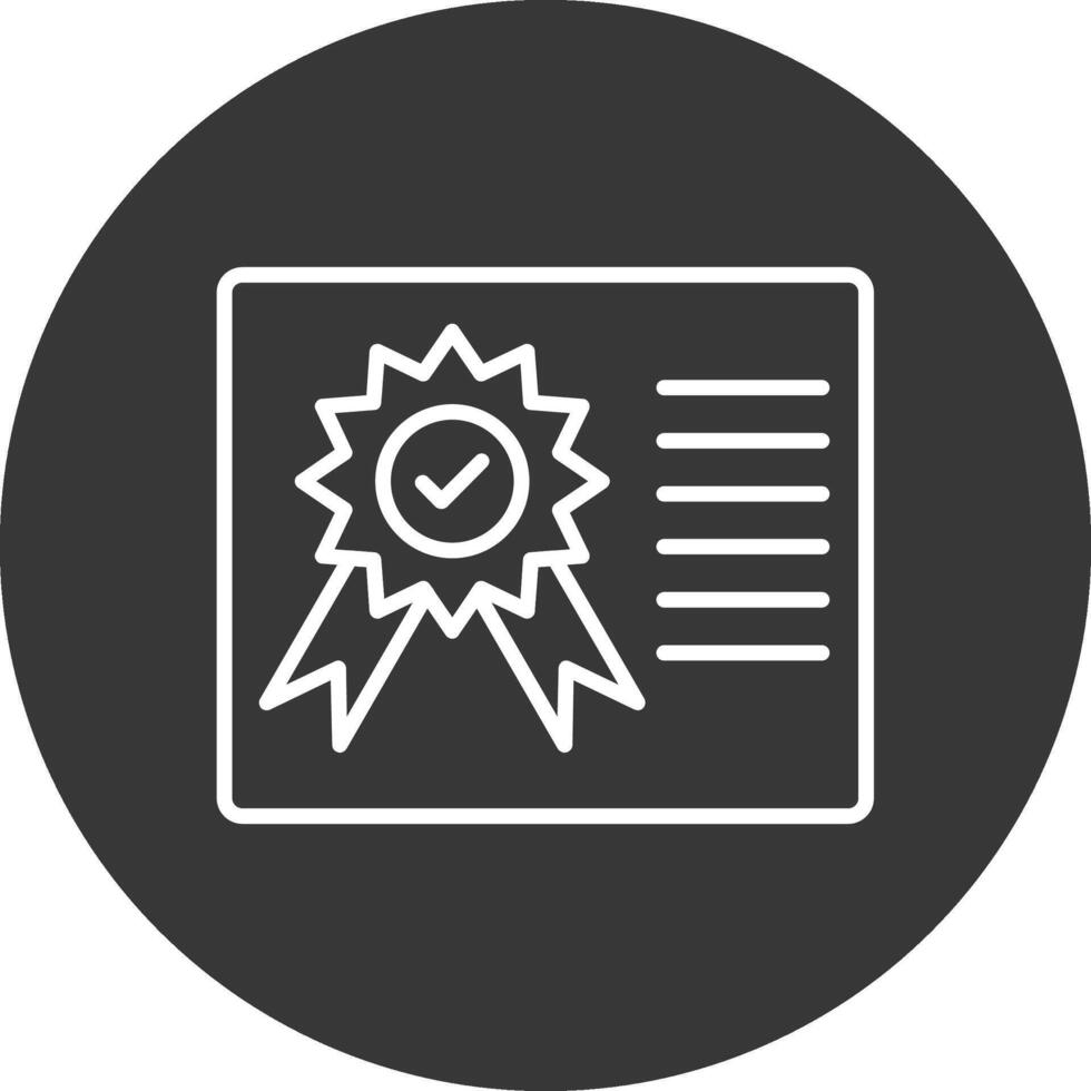 Certificate Line Inverted Icon Design vector