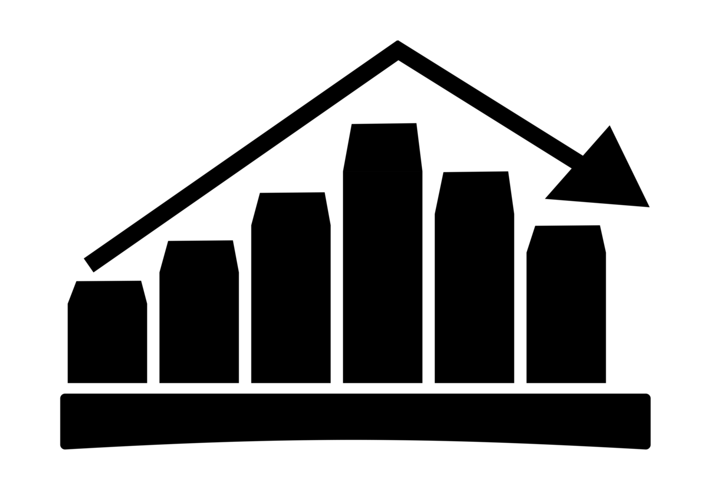 an arrow going up and down on a graph bar Free black color png