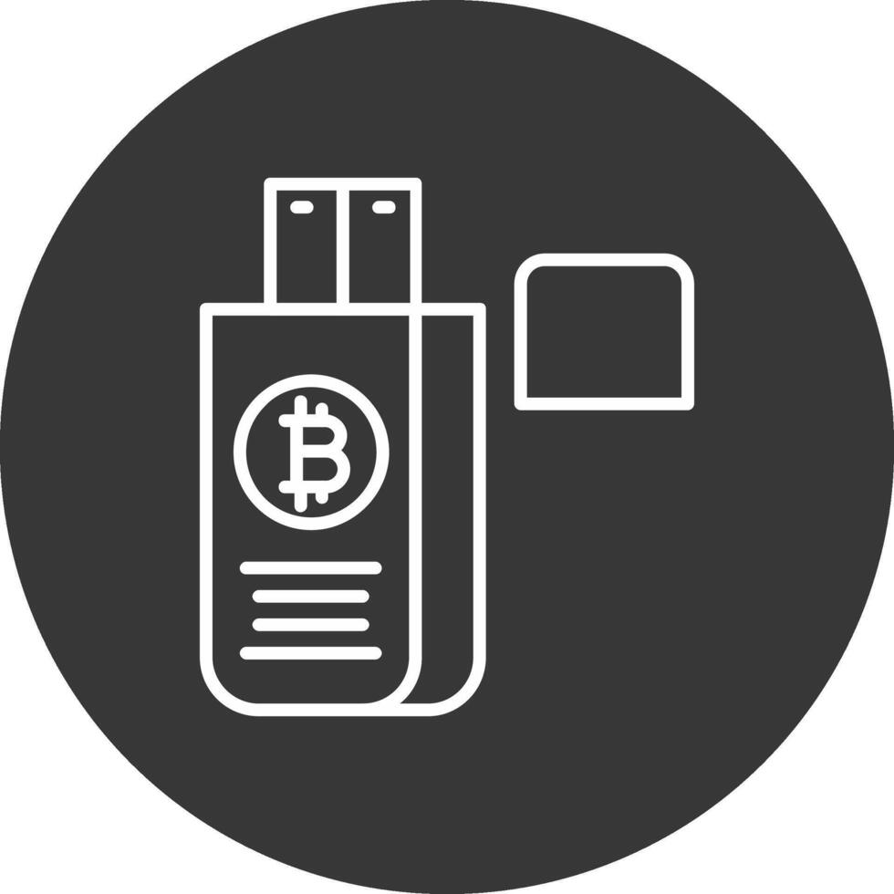 bitcoin conducir línea invertido icono diseño vector