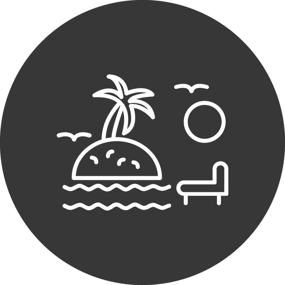 puesta de sol en playa línea invertido icono diseño vector