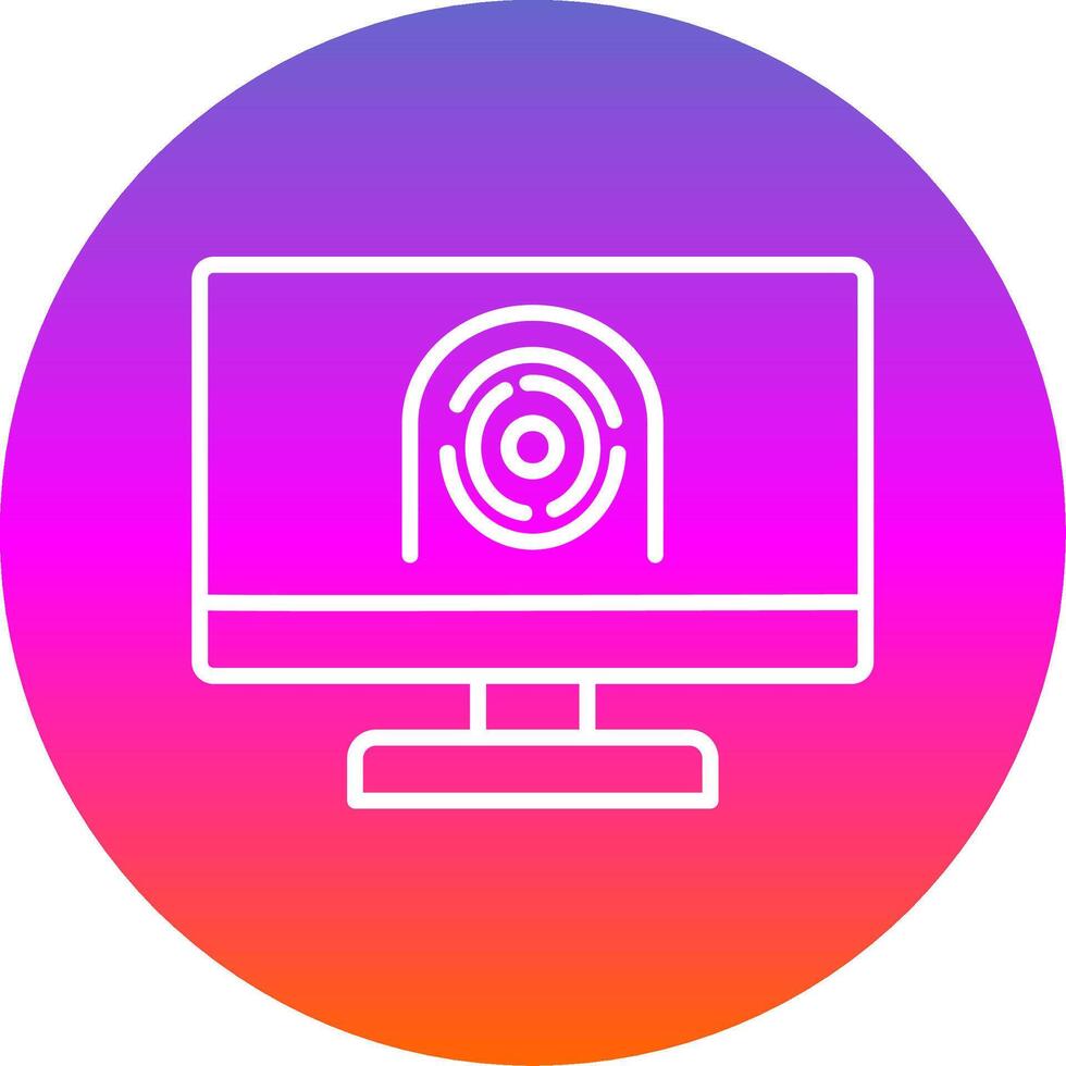 Security Computer Faceprint Line Gradient Circle Icon vector