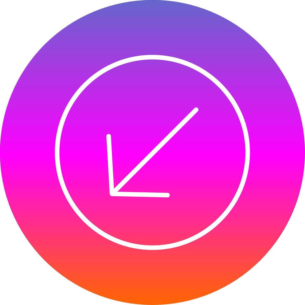 Down Left Arrow Line Gradient Circle Icon vector