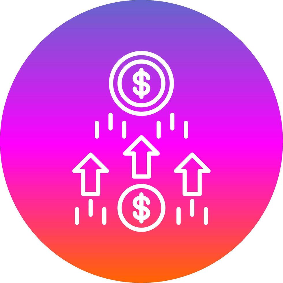 Money Growth Line Gradient Circle Icon vector