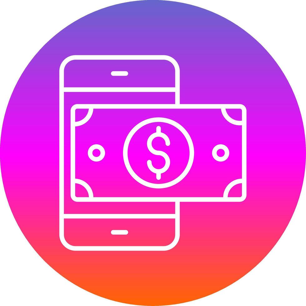 Mobile Money Line Gradient Circle Icon vector