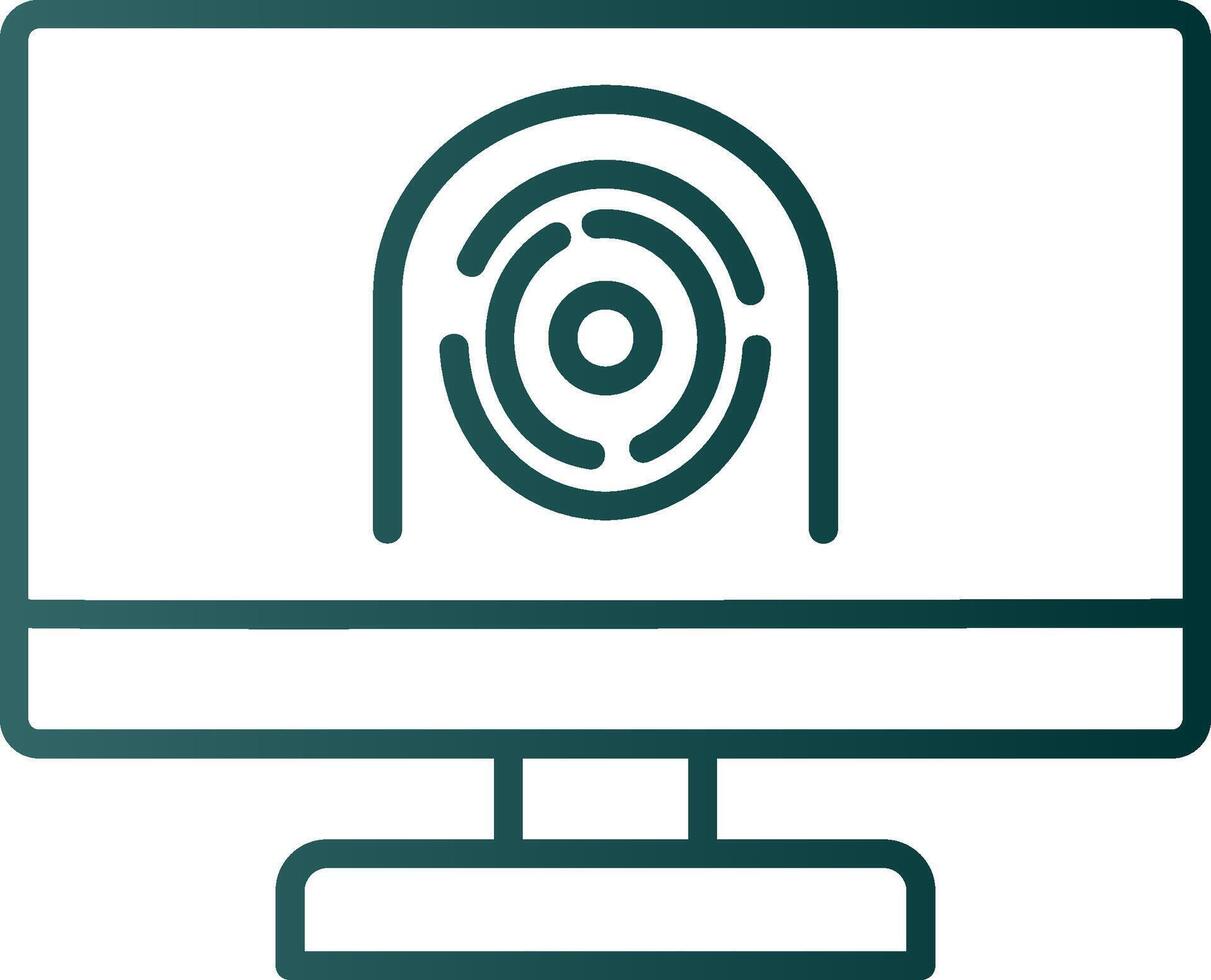 Security Computer Faceprint Line Gradient Icon vector