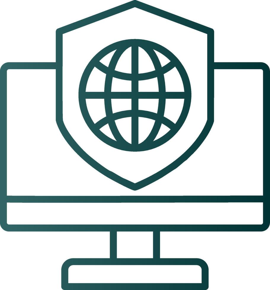 Security Computer Connect Line Gradient Icon vector