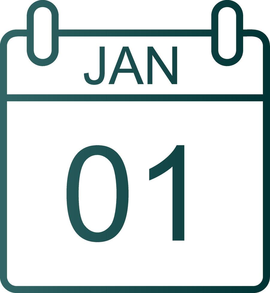 January Line Gradient Icon vector