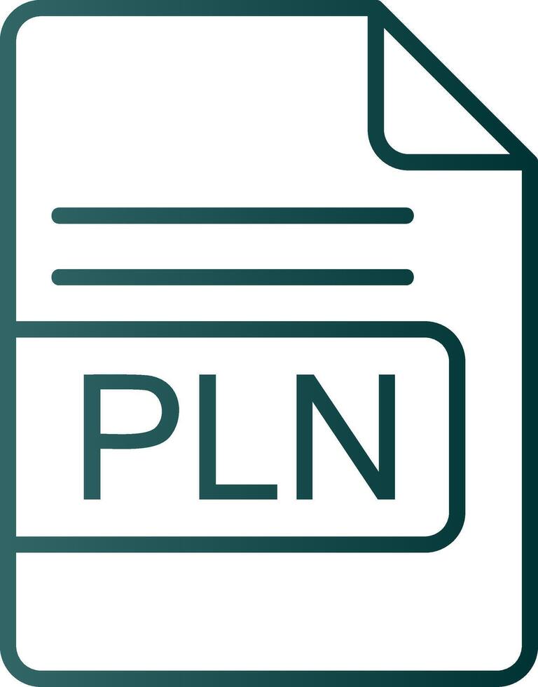 PLN File Format Line Gradient Icon vector
