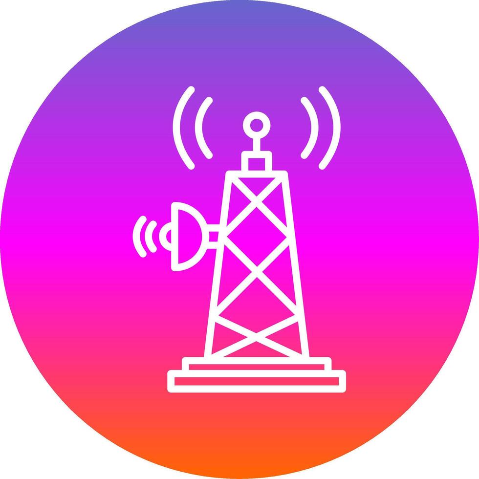 Signal Tower Line Gradient Circle Icon vector