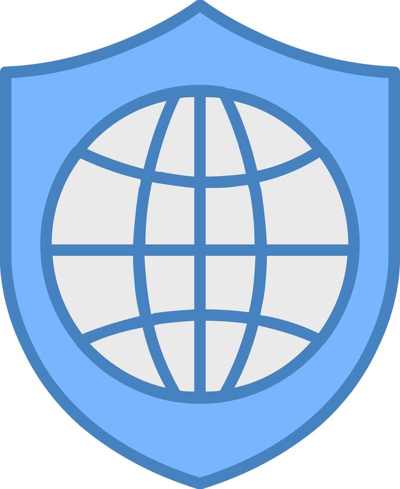 global la seguridad línea lleno azul icono vector