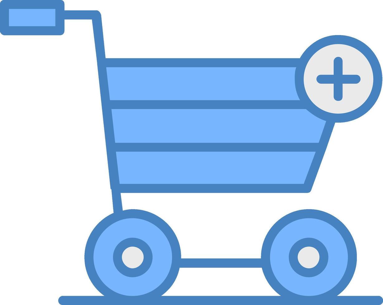Add to Cart Line Filled Blue Icon vector