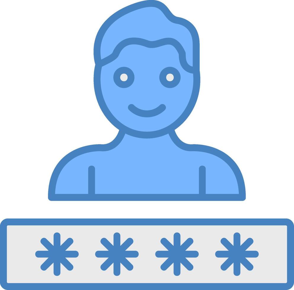 Account Password Line Filled Blue Icon vector