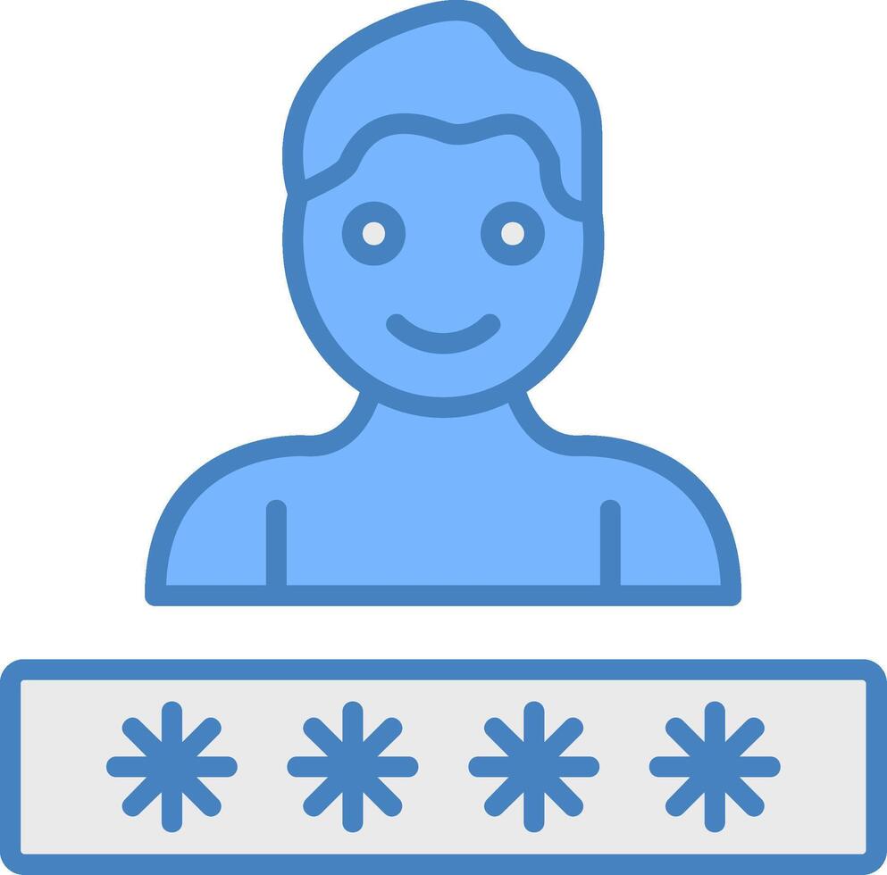 Account Password Line Filled Blue Icon vector