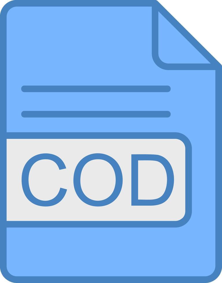 COD File Format Line Filled Blue Icon vector