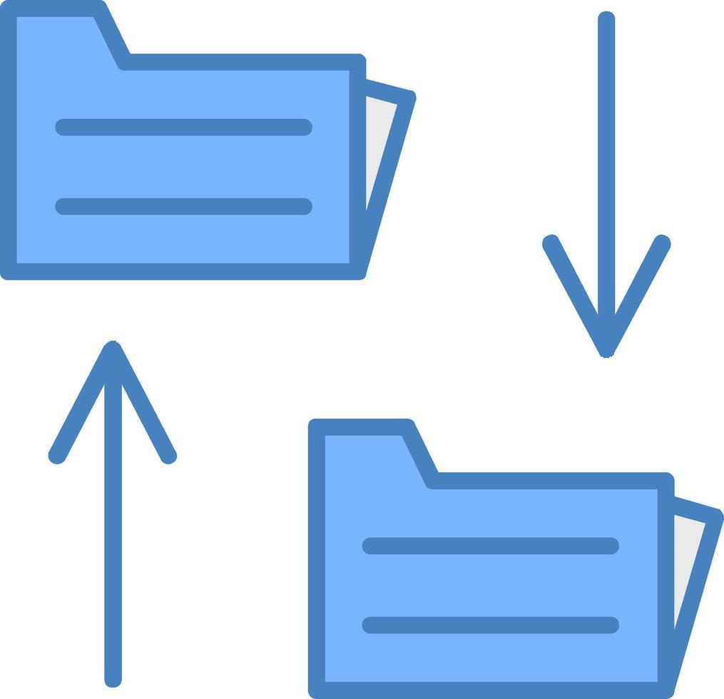 File Sharing Line Filled Blue Icon vector