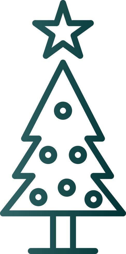 icono de gradiente de línea de árbol de navidad vector