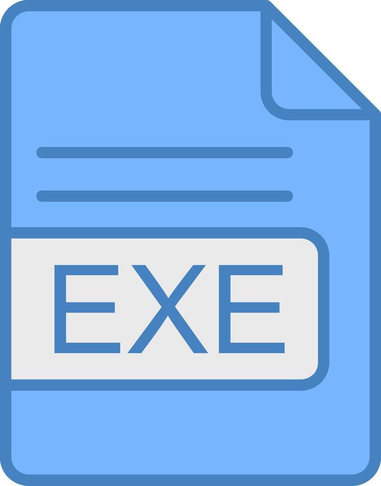 exe archivo formato línea lleno azul icono vector