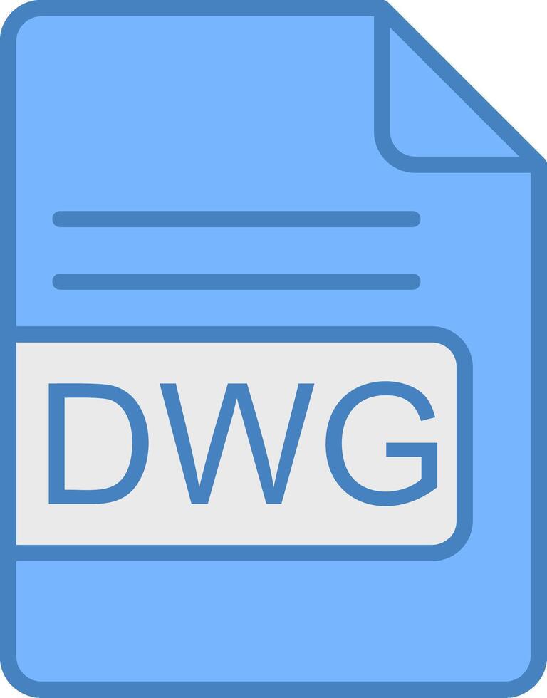 DWG File Format Line Filled Blue Icon vector