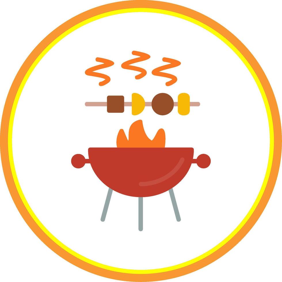 Skewer Flat Circle Icon vector