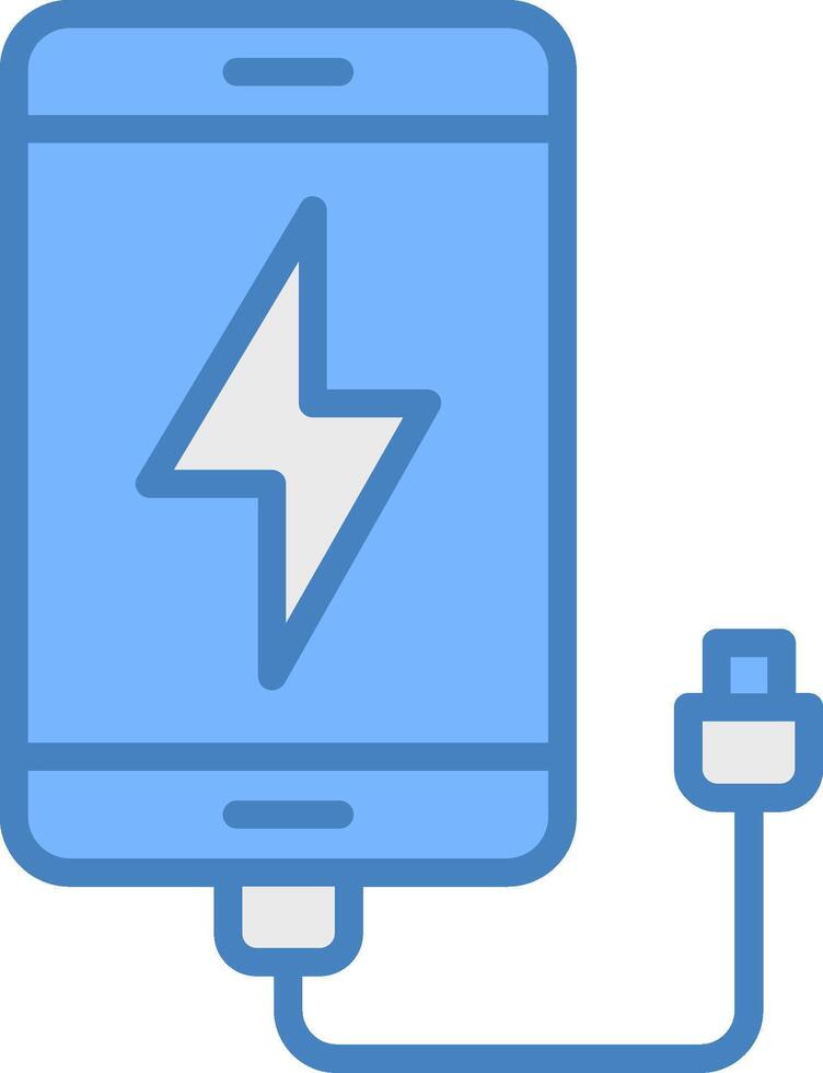 Charging Line Filled Blue Icon vector