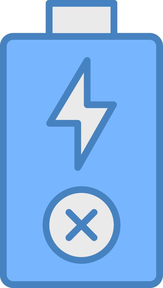 Empty Battery Line Filled Blue Icon vector