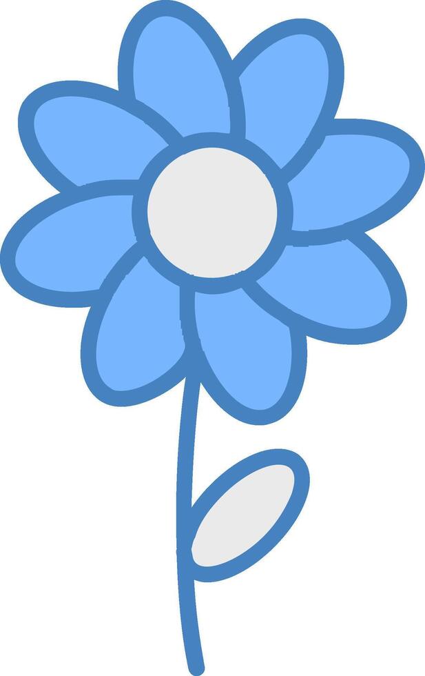 Flower Line Filled Blue Icon vector
