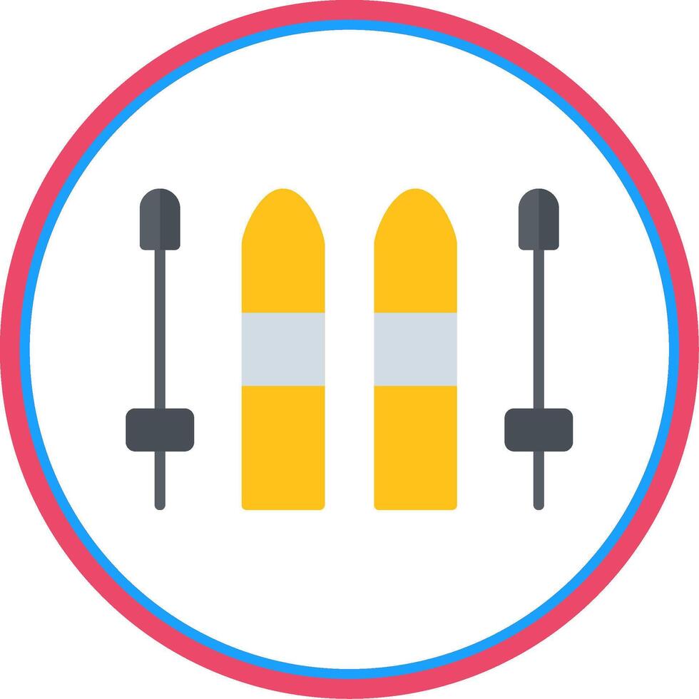 Skiing Flat Circle Icon vector