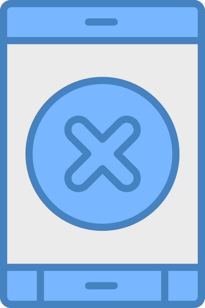 Delete Button Line Filled Blue Icon vector