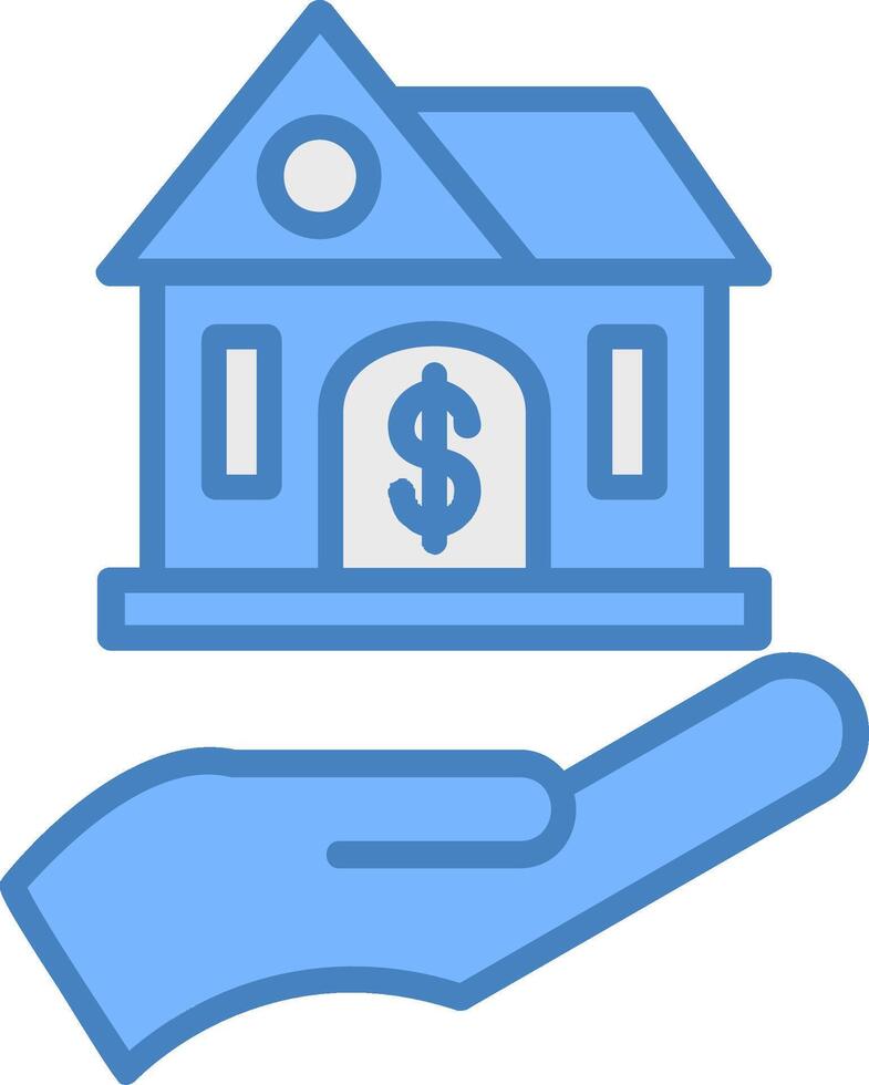 Buy A house Line Filled Blue Icon vector