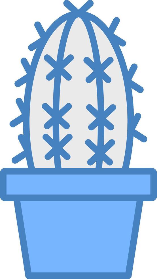 Cactus Line Filled Blue Icon vector