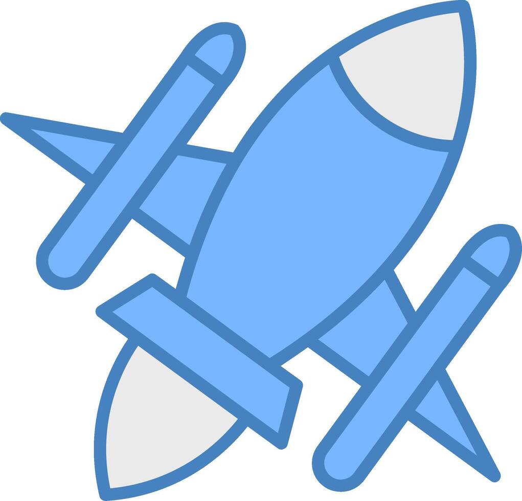 Rocket Ship Line Filled Blue Icon vector