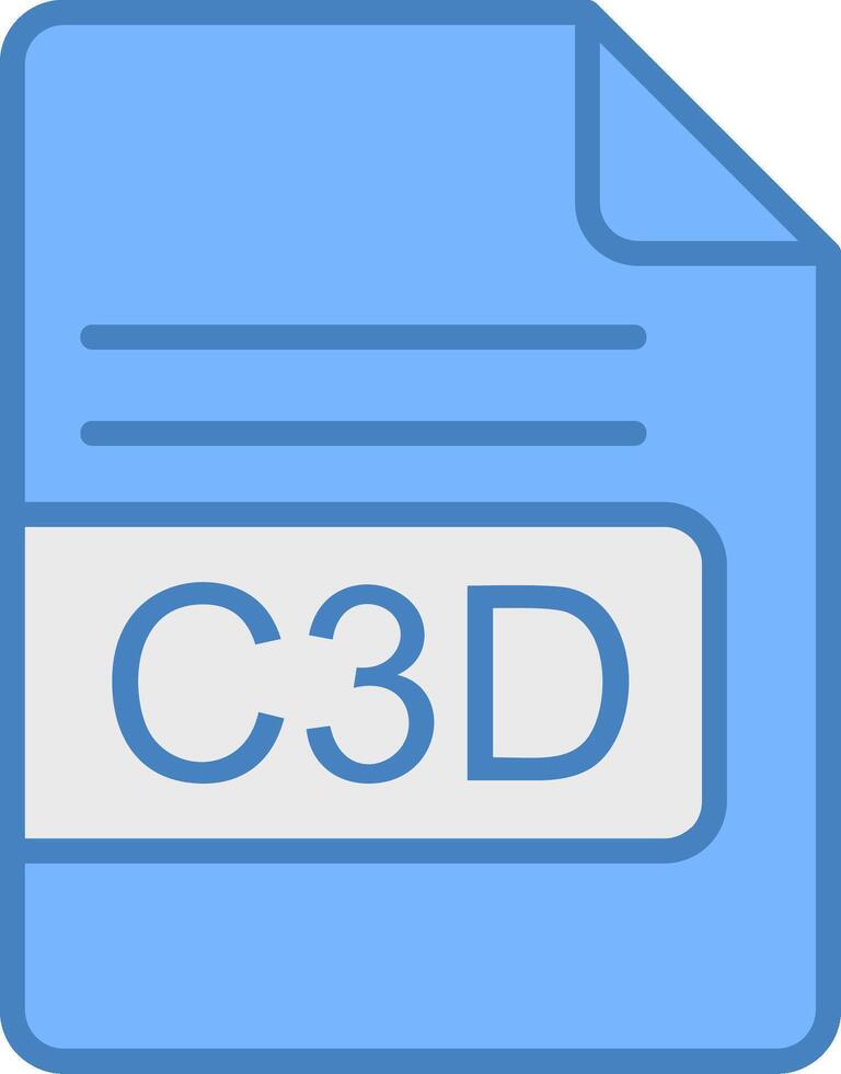 C3D File Format Line Filled Blue Icon vector